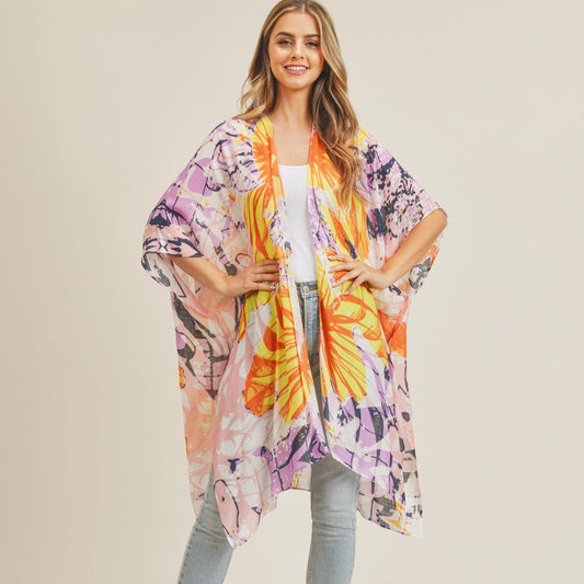 Lightweight Tye Dye Floral Kimono
