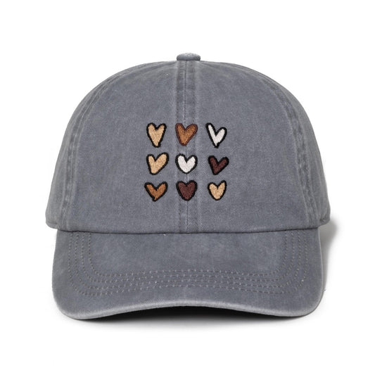 Embroidered Heart Grid Baseball Cap