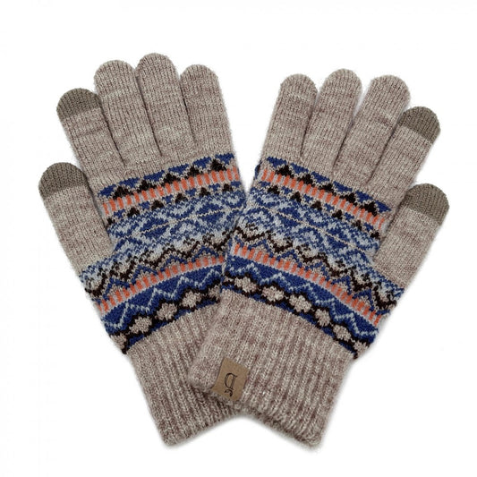 Knit Nordic Print Gloves