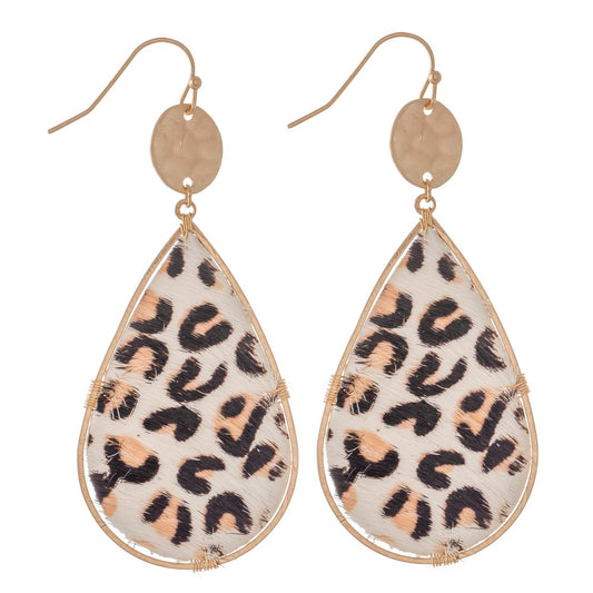 Leopard Print Tear Drop Earrings