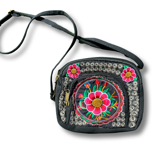 Floral Embroidered Crossbody Purse