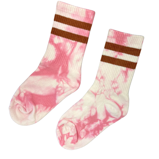 "Pink on the Brain" Tie Dye Crew Socks